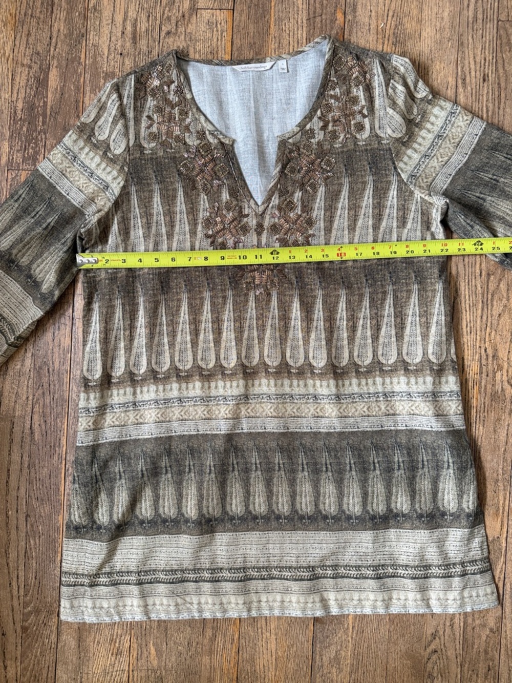 Soft Surroundings Bohemian Cotton Linen Blend Tunic with Beaded Yoke - Picture 5 of 8